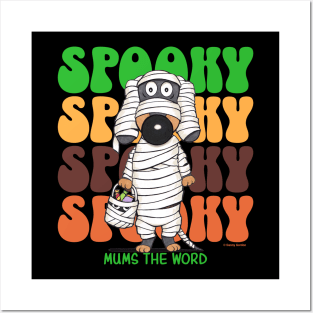 Funny Cute Spooky Mummy Halloween Doxie Dachshund Dog Posters and Art